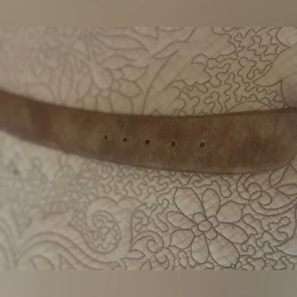 Y2K Big Wide Brown Suede Belt with Gold & Silver Buckle Sueded Pigskin, Size L - Picture 7 of 8